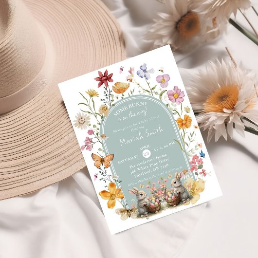 SomeBunnyイースターワイルドフラワーベビーシャワー 招待状
