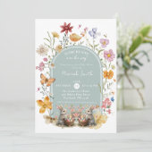 SomeBunnyイースターワイルドフラワーベビーシャワー 招待状 (スタンド正面)