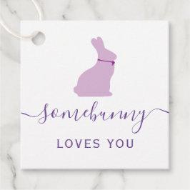 Somebunny愛あなたギフトラベル、紫色のイースターバニー フェイバータグ