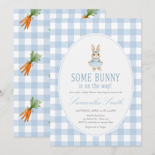 Somebunny Baby Shower 招待状 (正面/裏面)