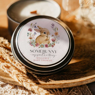 Somebunny Baby Shower Wildflowerスタンプ ラウンドシール