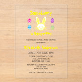 Somebunny Is Eggspecting Easter Baby Shower アクリル招待状 (正面)