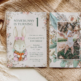 Somebunny is Turning One 1st Birthday Invitation 招待状