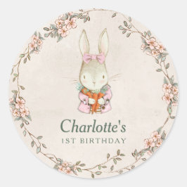 Somebunny is Turning One Birthday Favor Stickers ラウンドシール