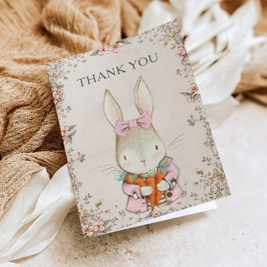 Somebunny is Turning One Birthday Thank You Card 招待状