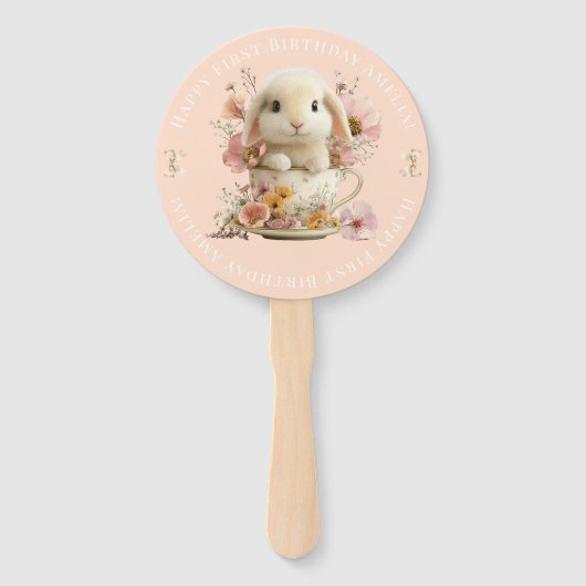Somebunny is Turning One Invitation Peach Gingham ハンドファン (裏面)