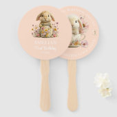 Somebunny is Turning One Invitation Peach Gingham ハンドファン (正面&裏面)