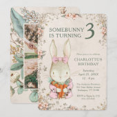 Somebunny is Turning Three 3歳の誕生日招待状 招待状 (正面/裏面)