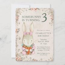 Somebunny is Turning Three 3歳の誕生日招待状