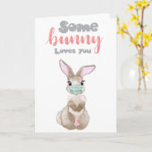 Somebunny Loves You Bunny  Quarantine Face Mask カード (黄色い花)