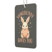 Somebunny Loves You Cute Bunny on Dark Charcoal カーエアーフレッシュナー (左)