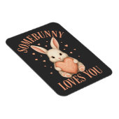 Somebunny Loves You Cute Bunny on Dark Charcoal マグネット (右側)