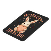 Somebunny Loves You Cute Bunny on Dark Charcoal マグネット (左側)