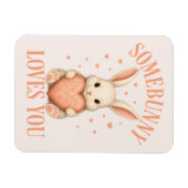 Somebunny Loves You Cute Bunny on Soft Blush マグネット (横)