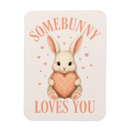 Somebunny Loves You Cute Bunny on Soft Blush マグネット