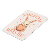 Somebunny Loves You Cute Bunny on Soft Blush マグネット (左側)