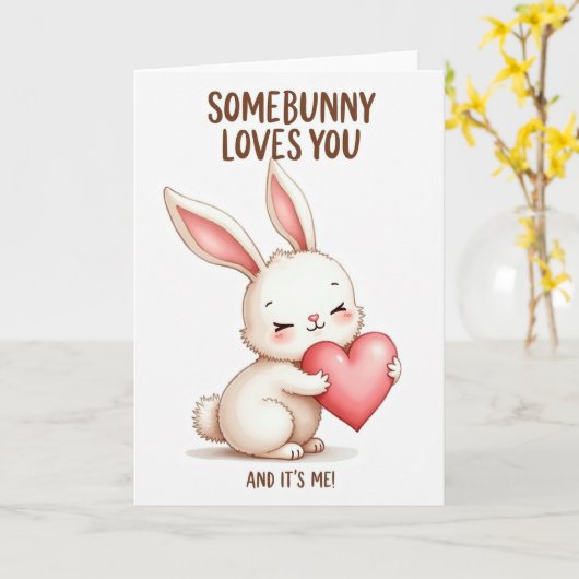 Somebunny Loves You Heart Card カード (黄色い花)