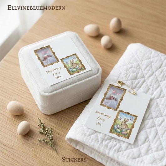 Somebunny Loves You Photo Frame Easter スクエアシール