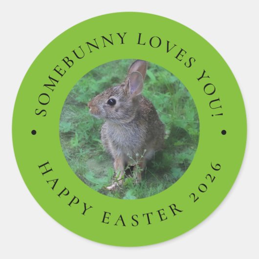 SomeBunny Loves You Valentine's Day Easter Sticker ラウンドシール (正面)