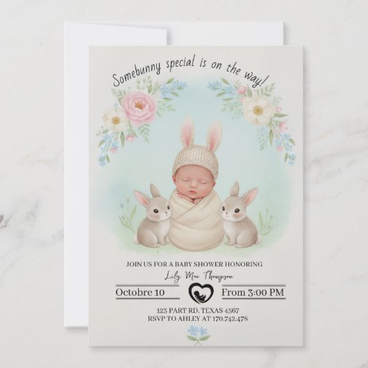 Somebunny Special Is on the Way – Baby Shower  招待状 (正面)