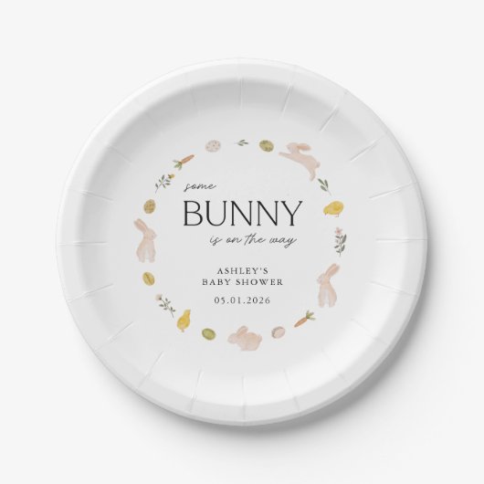 Somebunny Spring Easter Baby Shower ペーパープレート (正面)