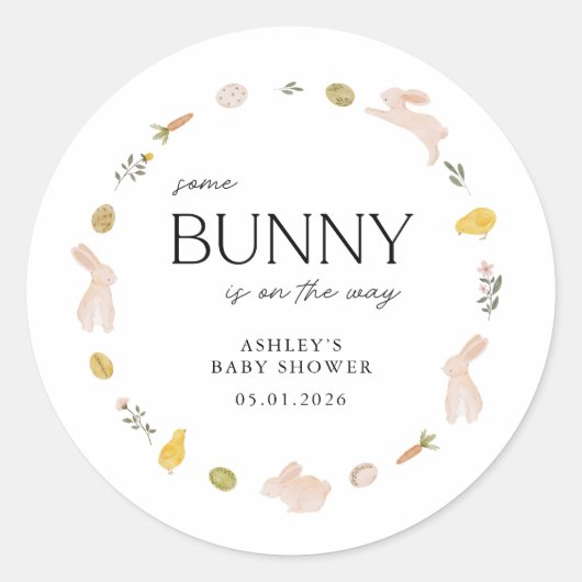 Somebunny Spring Easter Baby Shower ラウンドシール (正面)