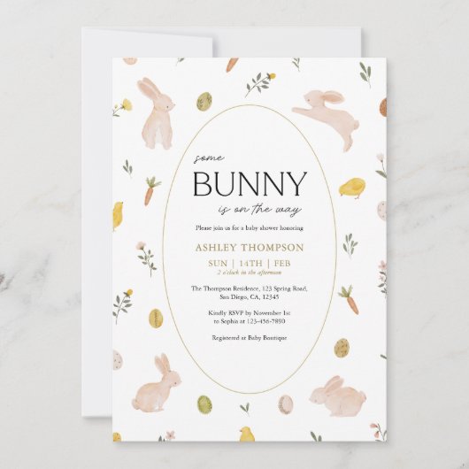 Somebunny Spring Easter Baby Shower 招待状 (正面)