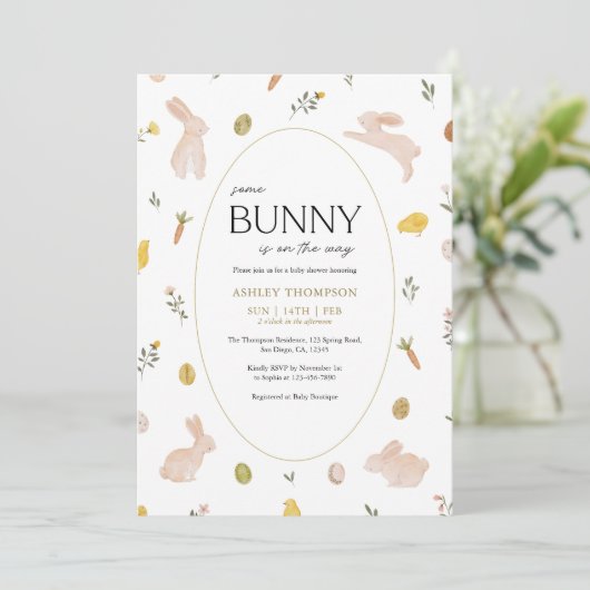 Somebunny Spring Easter Baby Shower 招待状 (スタンド正面)