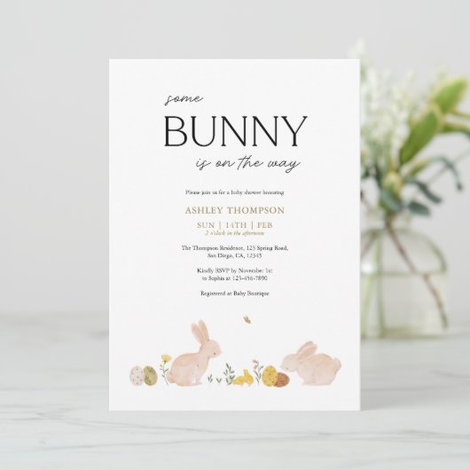 Somebunny Spring Easter Baby Shower 招待状 (スタンド正面)