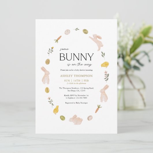 Somebunny Spring Easter Baby Shower 招待状 (スタンド正面)