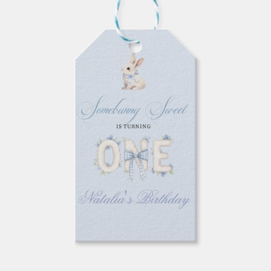 Somebunny Sweet 1st Birthday Spring Floral Invitat ギフトタグ (正面)