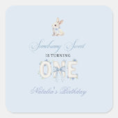 Somebunny Sweet 1st Birthday Spring Floral Invitat スクエアシール (正面)