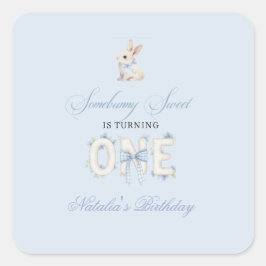 Somebunny Sweet 1st Birthday Spring Floral Invitat スクエアシール