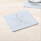 Somebunny Sweet 1st Birthday Spring Floral Invitat スクエアペーパーコースター (アングル)