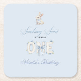 Somebunny Sweet 1st Birthday Spring Floral Invitat スクエアペーパーコースター