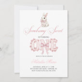 Somebunny Sweet 1st Birthday Spring Floral Invitat 招待状 (正面)