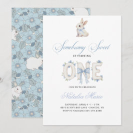 Somebunny Sweet 1st Birthday Spring Floral Invitat 招待状