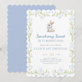 Somebunny Sweet Bunny 1st Birthday Spring Floral I 招待状