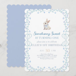 Somebunny Sweet Bunny 1st Birthday Spring Floral I 招待状