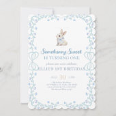 Somebunny Sweet Bunny 1st Birthday Spring Floral I 招待状 (正面)