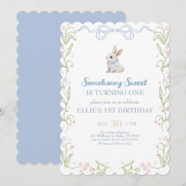 Somebunny Sweet Bunny 1st Birthday Spring Floral I 招待状