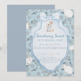 Somebunny Sweet Bunny 1st Birthday Spring Floral I 招待状