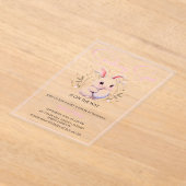 Somebunny Sweet is on the Way Girl Baby Shower アクリル招待状 (レイダウン)