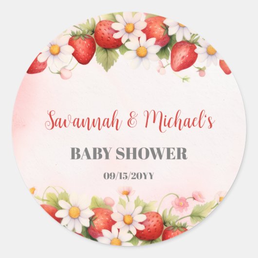 Someone Berry Sweet Baby Shower ラウンドシール (正面)