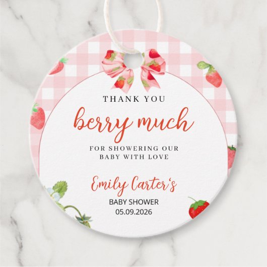 Someone Berry Sweet Baby Shower Invitation フェイバータグ (正面)