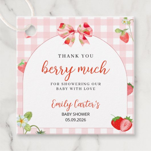 Someone Berry Sweet Baby Shower Invitation フェイバータグ (正面)
