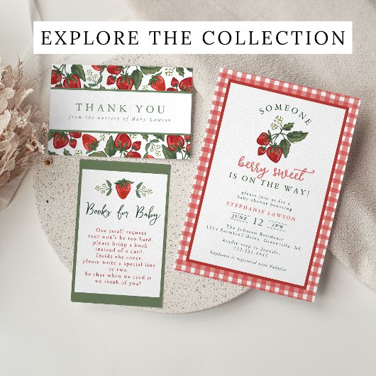 Someone Berry Sweet Gingham Baby Shower Invitation 招待状