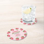 Someone Berry Sweet Pink Strawberry Baby Shower ラウンドペーパーコースター (インサイチュ)