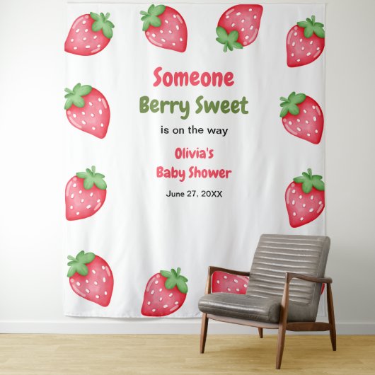 Someone Berry Sweet Strawberry Baby Shower タペストリー (インサイチュ)