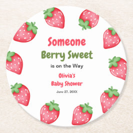 Someone Berry Sweet Strawberry Baby Shower  ラウンドペーパーコースター